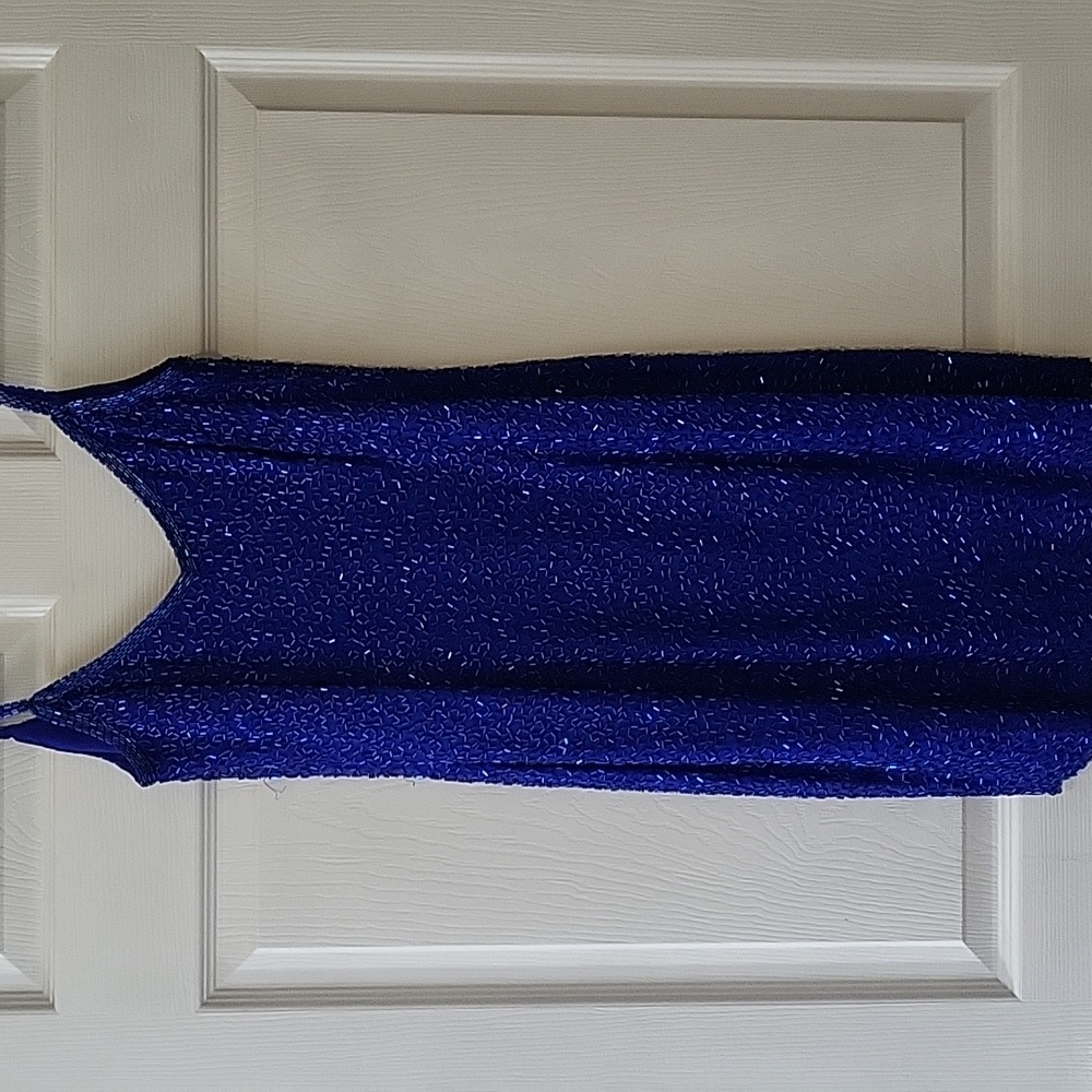 BlackTie OLEG CASSINI Neiman Marcus blue beaded dress